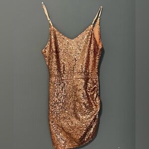 champagne/rose gold sequin mini dress